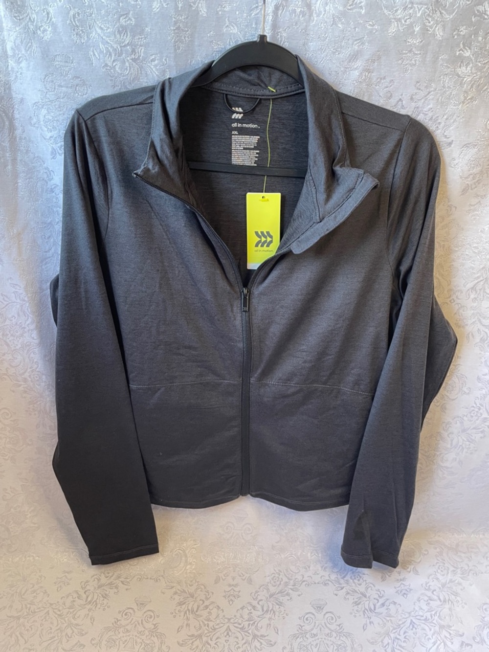 NWT all in motion Charcoal Black Zip-Front Performance Jacket. Size XXL. - Picture 1 of 4